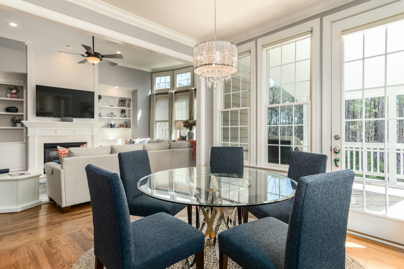 Hardwood flooring in a renovated living room